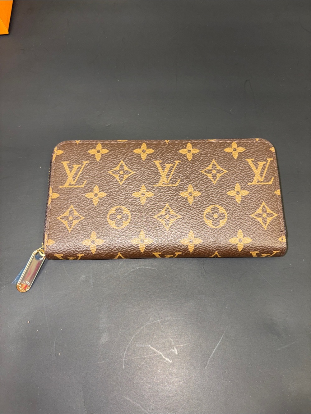 Designer inspired Zip Around Wallet in Brown Monogram